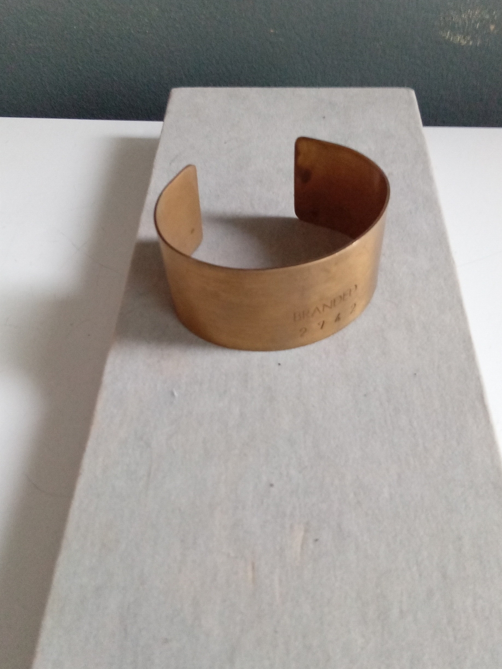 Brass Open Cuff Bracelet in Brown - Minimalist Men's Accessory